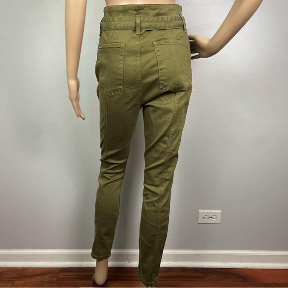 NEW ALICE + OLIVIA OLIVE GREEN PAPER-BAG JEANS - Picture 7 of 7